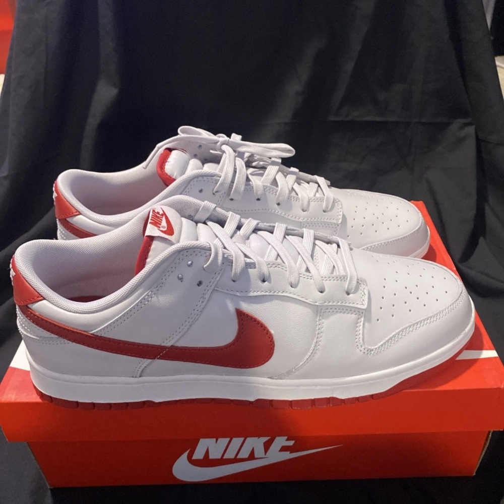 Size 13 - Nike Dunk Low Vast Grey Varsity Red - Picture 10 of 15